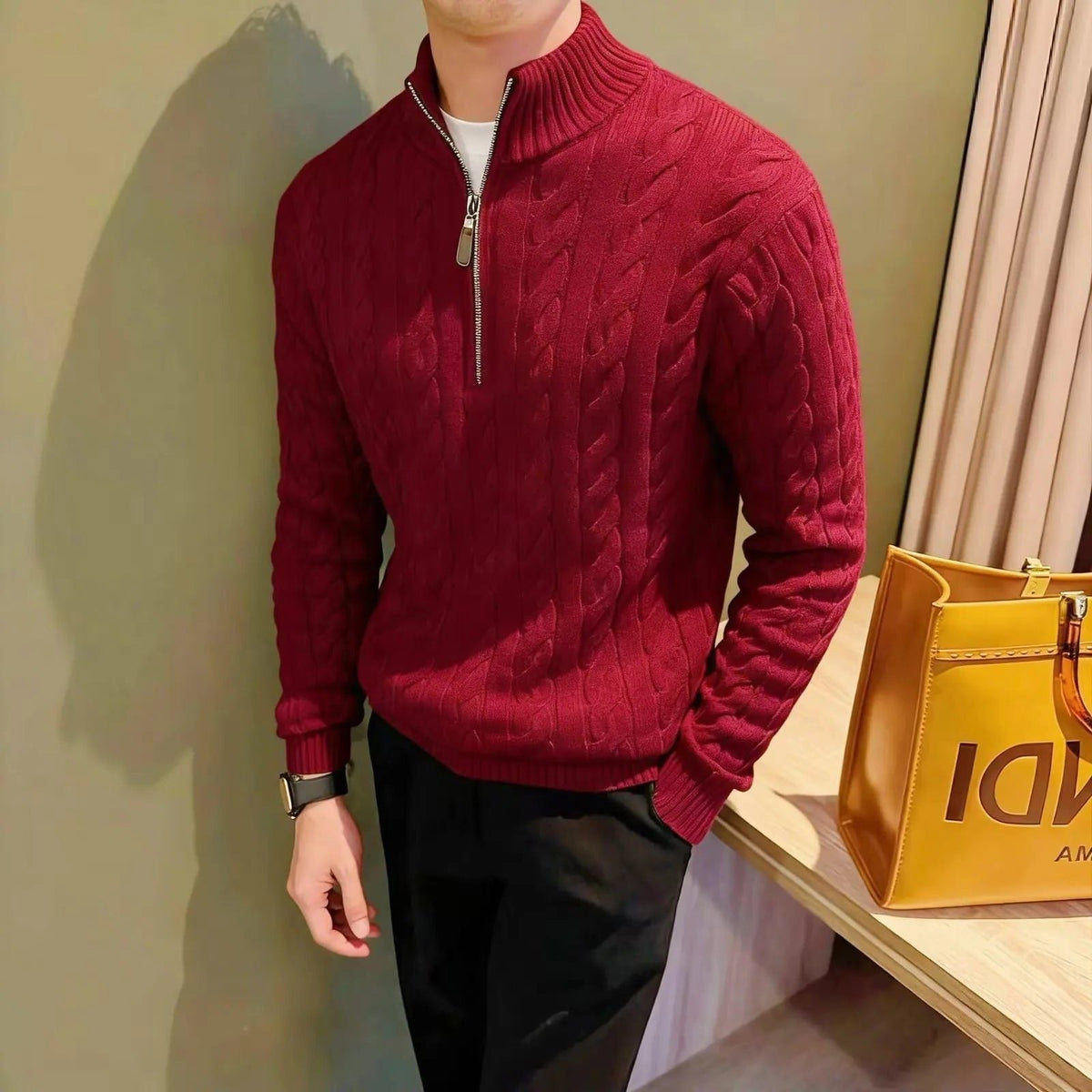 Men's Cable-Knit Zip Cardigan | Men's Cardigan Sweater 2