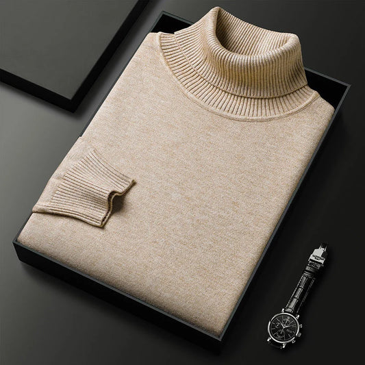 Men's Cashmere Blend Turtleneck Sweater | Ribbed Finish 0