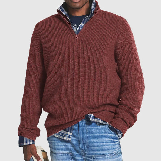 Men's Cashmere Ribbed Quarter Zip Sweater | Regular Fit 0
