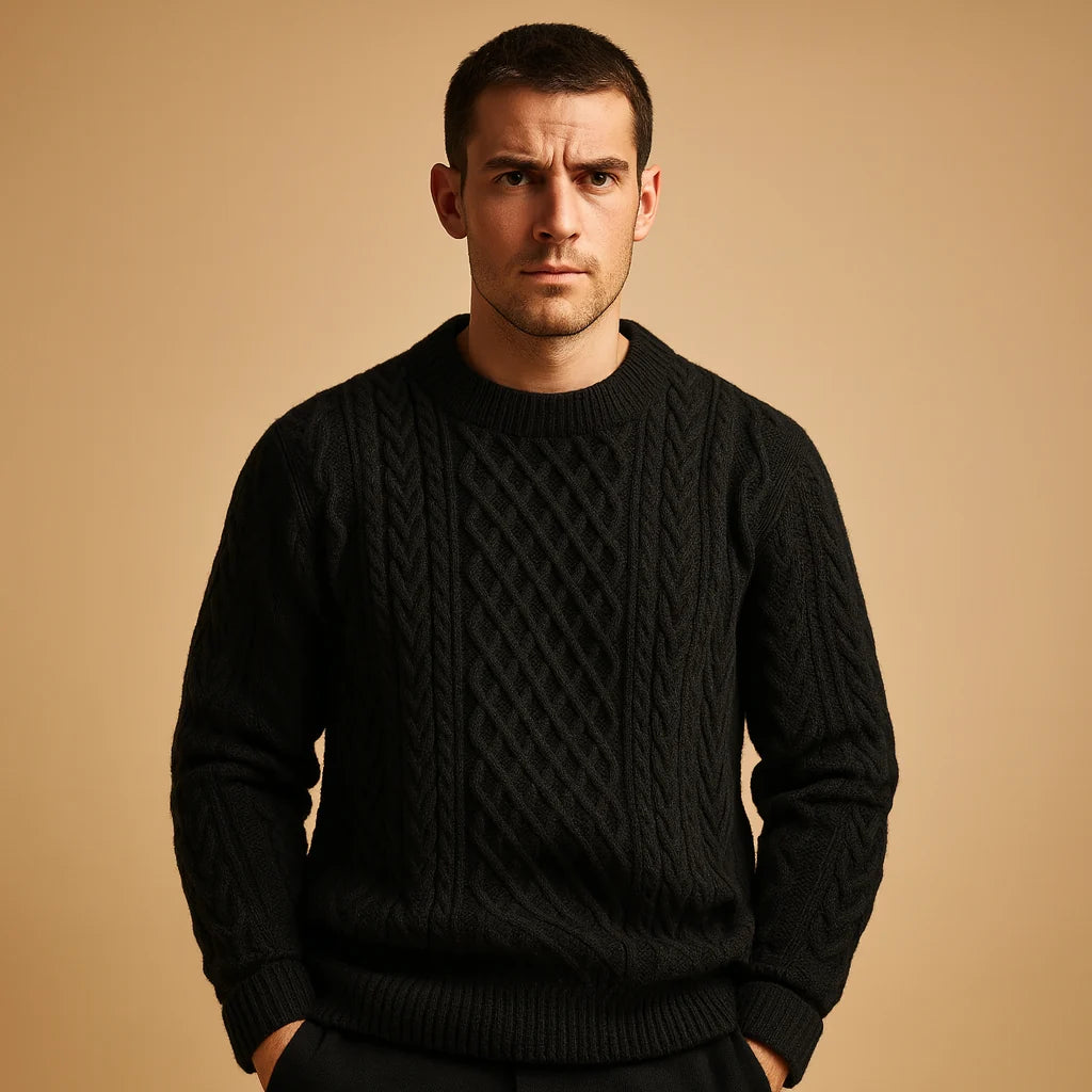 Men's Chunky Cable-Knit Sweater | Relaxed Crew-Neck Knitwear 2