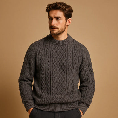 Men's Chunky Cable-Knit Sweater | Relaxed Crew-Neck Knitwear 3