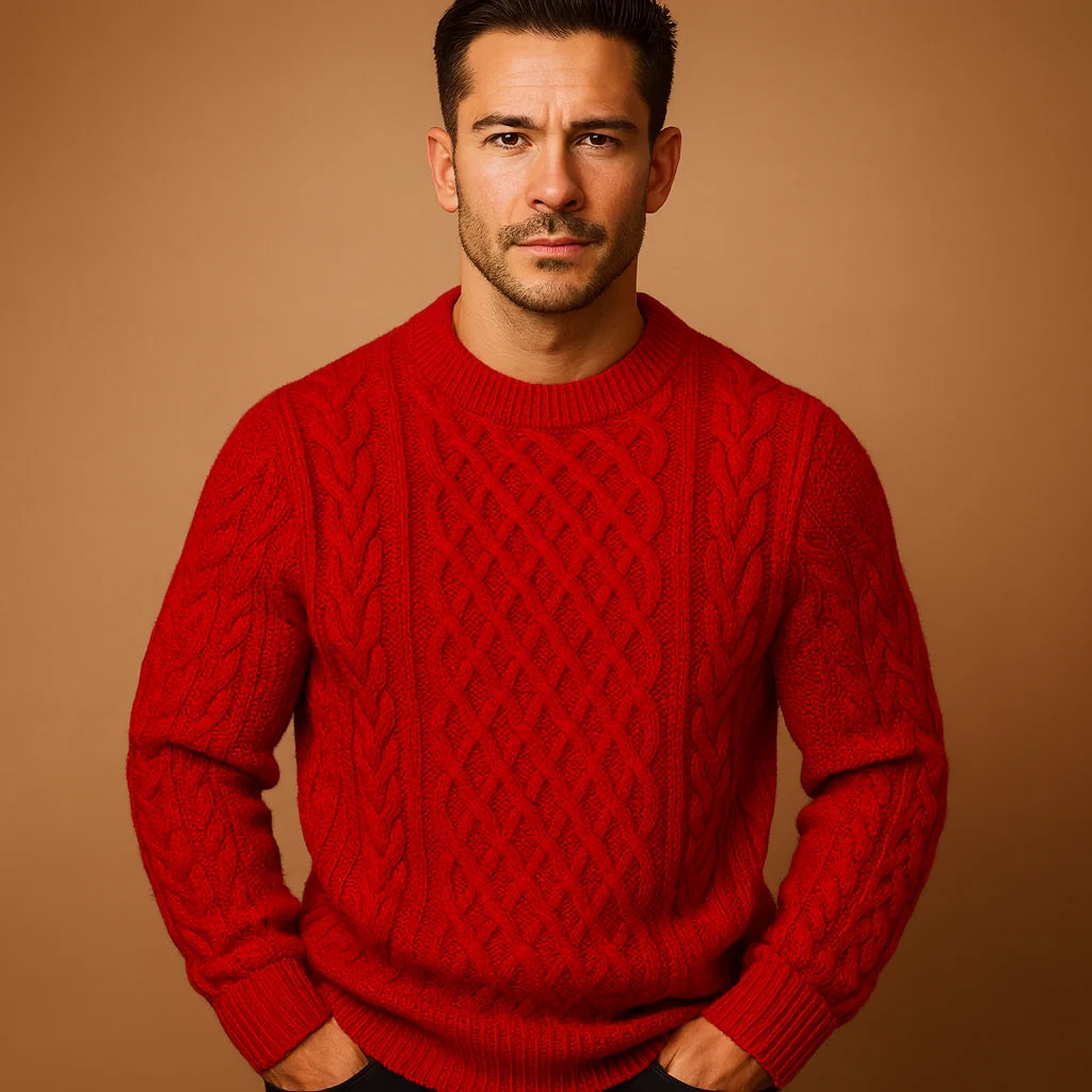 Men's Chunky Cable-Knit Sweater | Relaxed Crew-Neck Knitwear 4