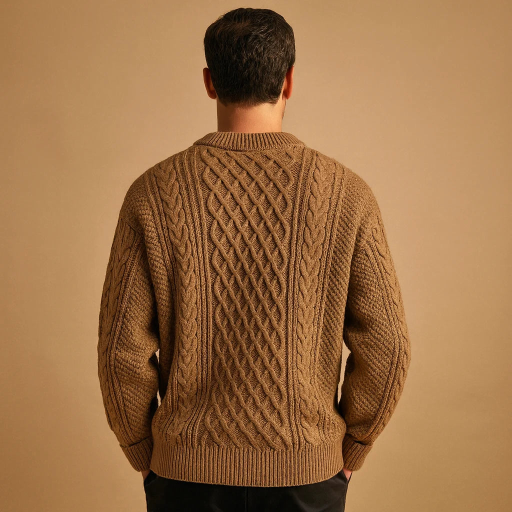 Men's Chunky Cable-Knit Sweater | Relaxed Crew-Neck Knitwear 5