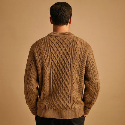 Men's Chunky Cable-Knit Sweater | Relaxed Crew-Neck Knitwear 5
