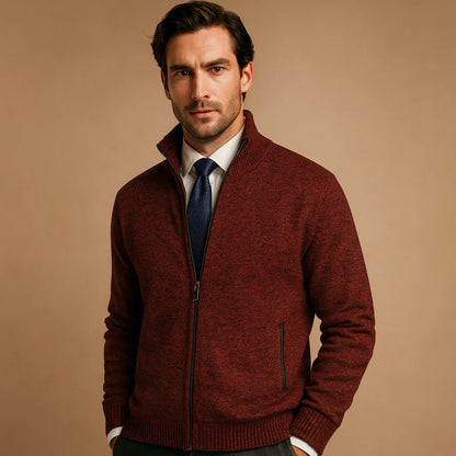 Men's Classic Zip-Up Cardigan Sweater Beige | Men's Cardigan 5