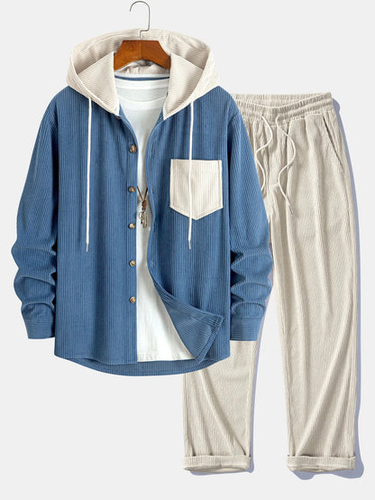 Men's Corduroy Hooded Overshirt Set | Men's Clothing 0