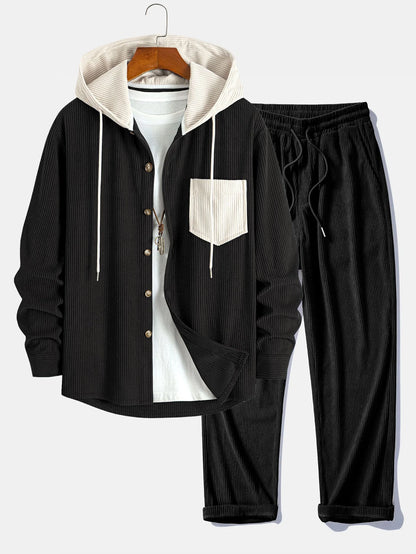 Men's Corduroy Hooded Overshirt Set | Men's Clothing 1