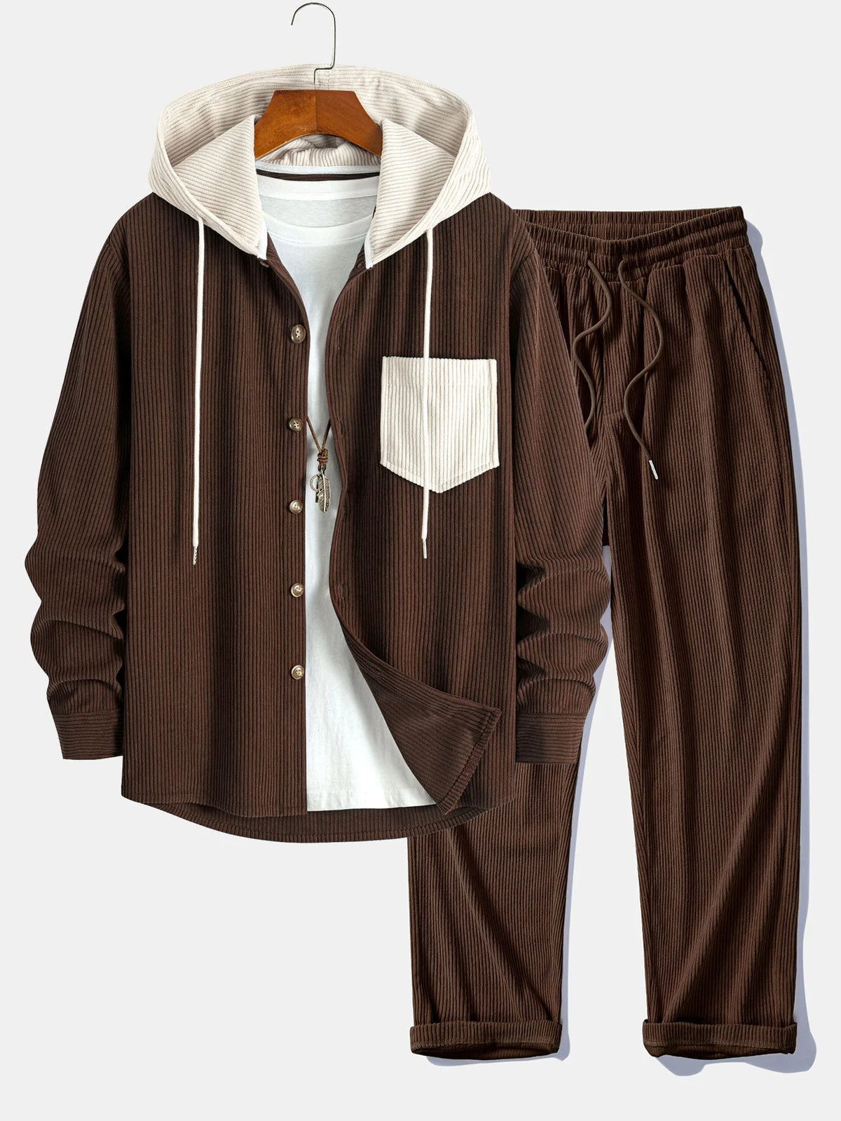 Men's Corduroy Hooded Overshirt Set | Men's Clothing 2
