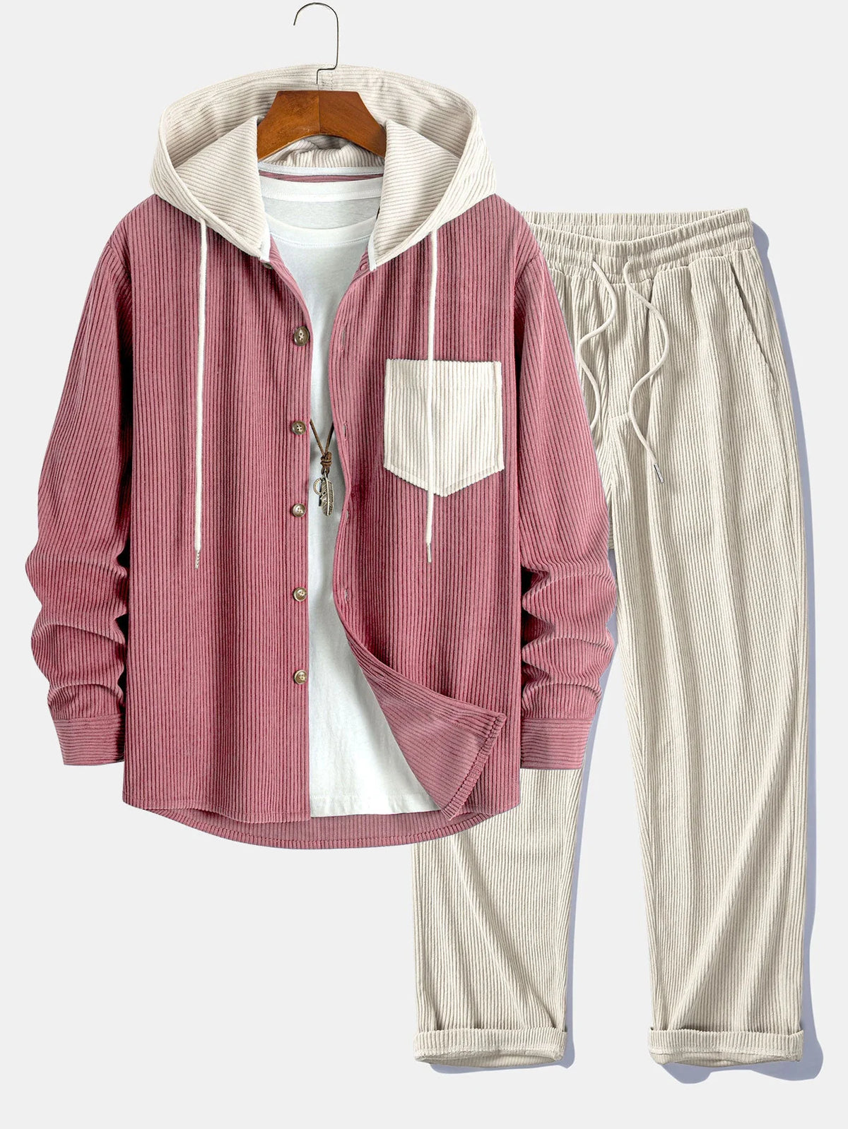 Men's Corduroy Hooded Overshirt Set | Men's Clothing 3