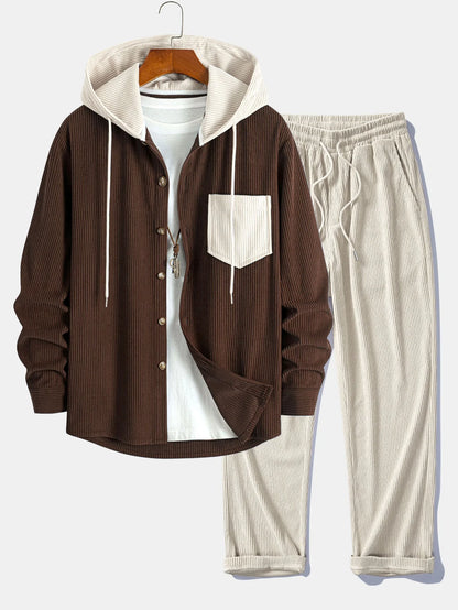 Men's Corduroy Hooded Overshirt Set | Men's Clothing 4