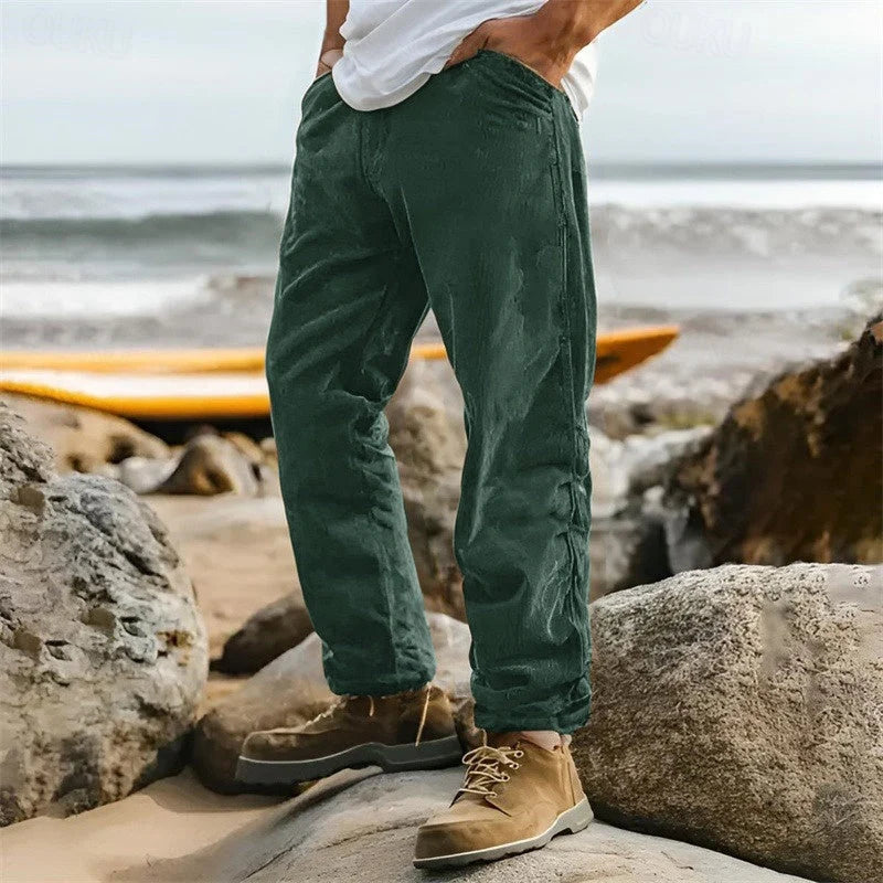 Men's Corduroy Trousers Straight Leg Casual Pants 1