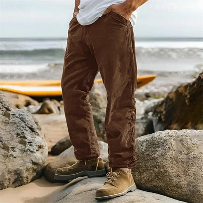 Men's Corduroy Trousers Straight Leg Casual Pants 3