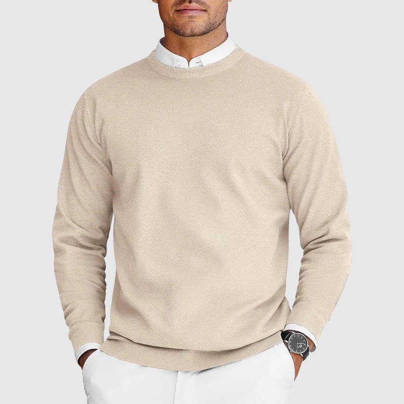 Men's Crew Neck Sweater Lightweight Polyester Nylon Blend 2