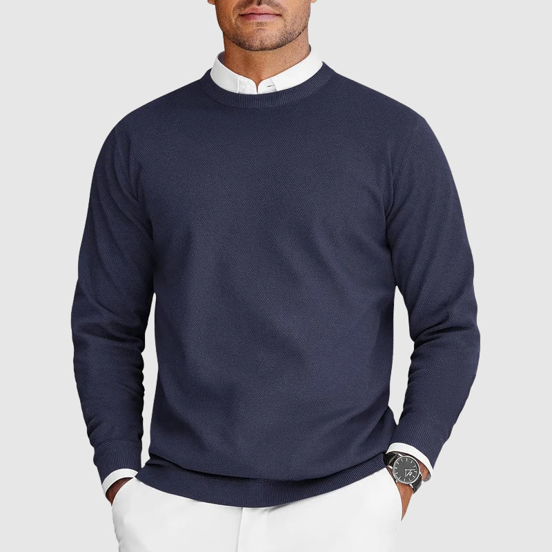 Men's Crew Neck Sweater Lightweight Polyester Nylon Blend 4