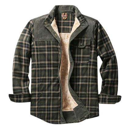 Men's Fleece-Lined Plaid Overshirt | Casual Flannel Shirt 0