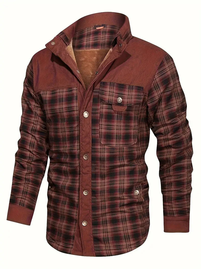Men's Fleece-Lined Plaid Overshirt | Casual Flannel Shirt 1
