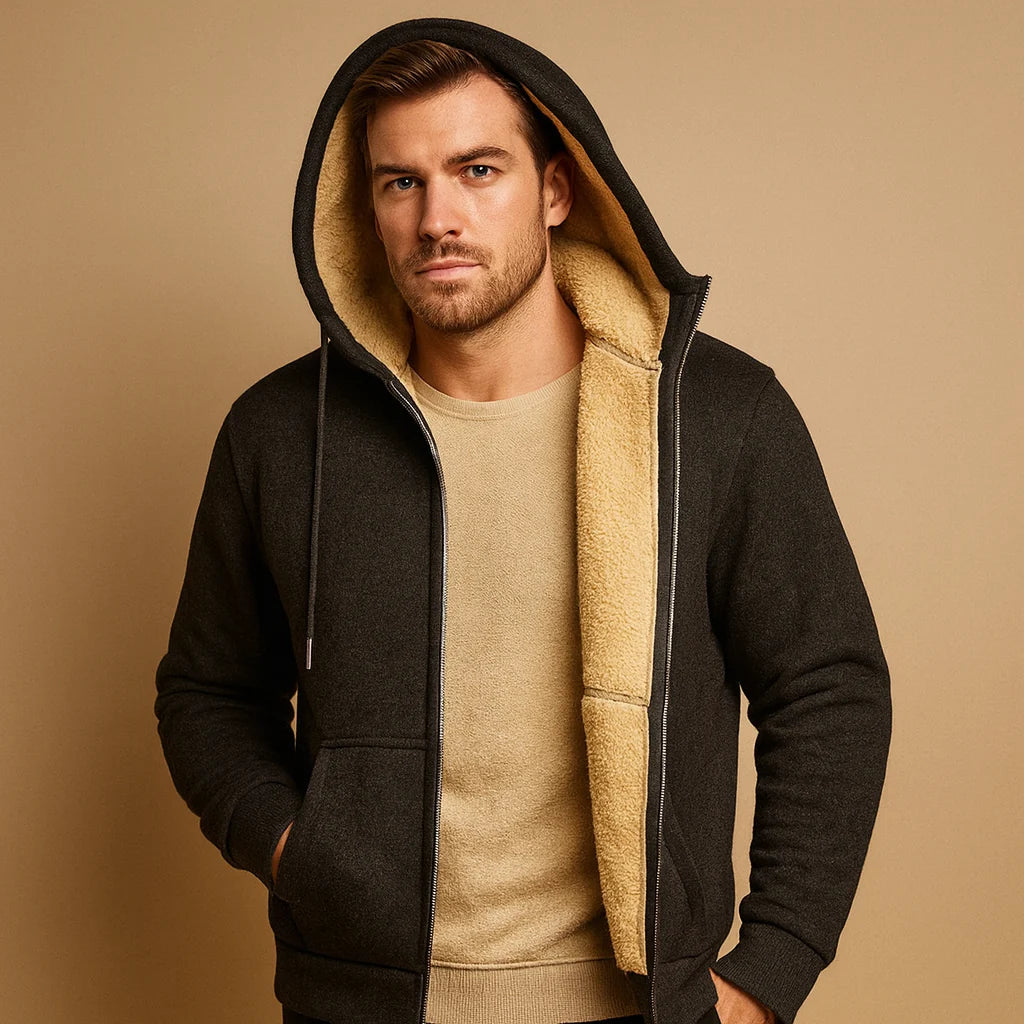 Men's Fleece-Lined Zip-Up Hoodie | Casual Sweatshirt 1