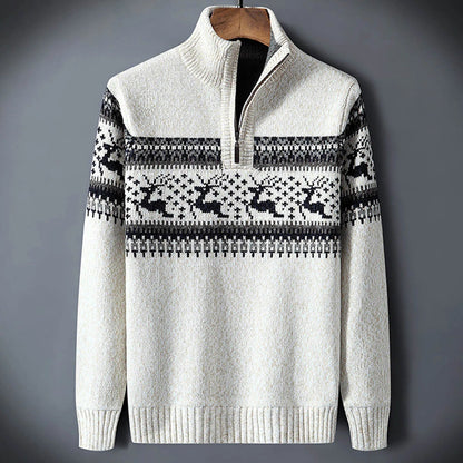 Men's Half-Zip Knitted Sweater Warm Stand-Collar Pullover 1