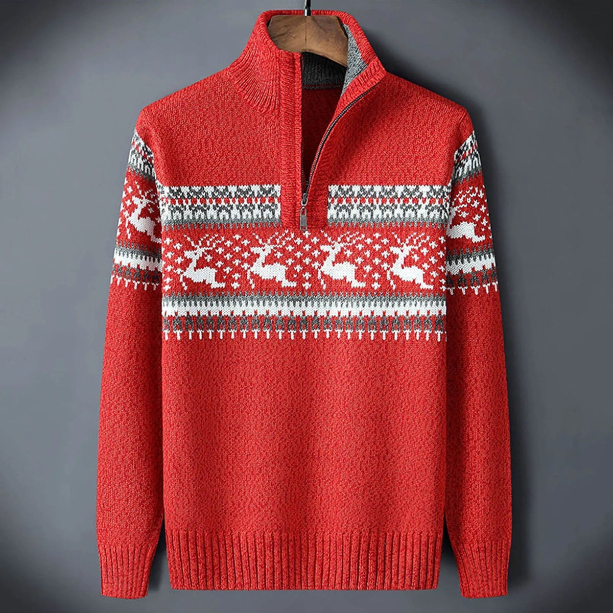 Men's Half-Zip Knitted Sweater Warm Stand-Collar Pullover 2