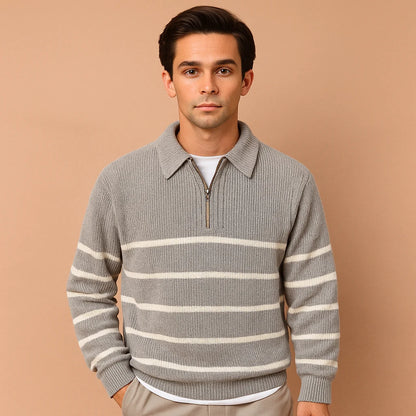 Men's Half-Zip Sweater | Lightweight Knit Pullover with Print 0
