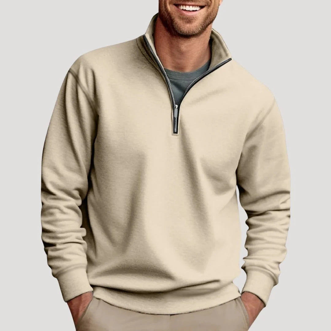 Men's Half-Zip Sweatshirt Stand-Collar Long Sleeve Pullover 1