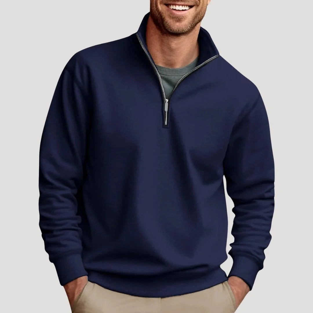 Men's Half-Zip Sweatshirt Stand-Collar Long Sleeve Pullover 2