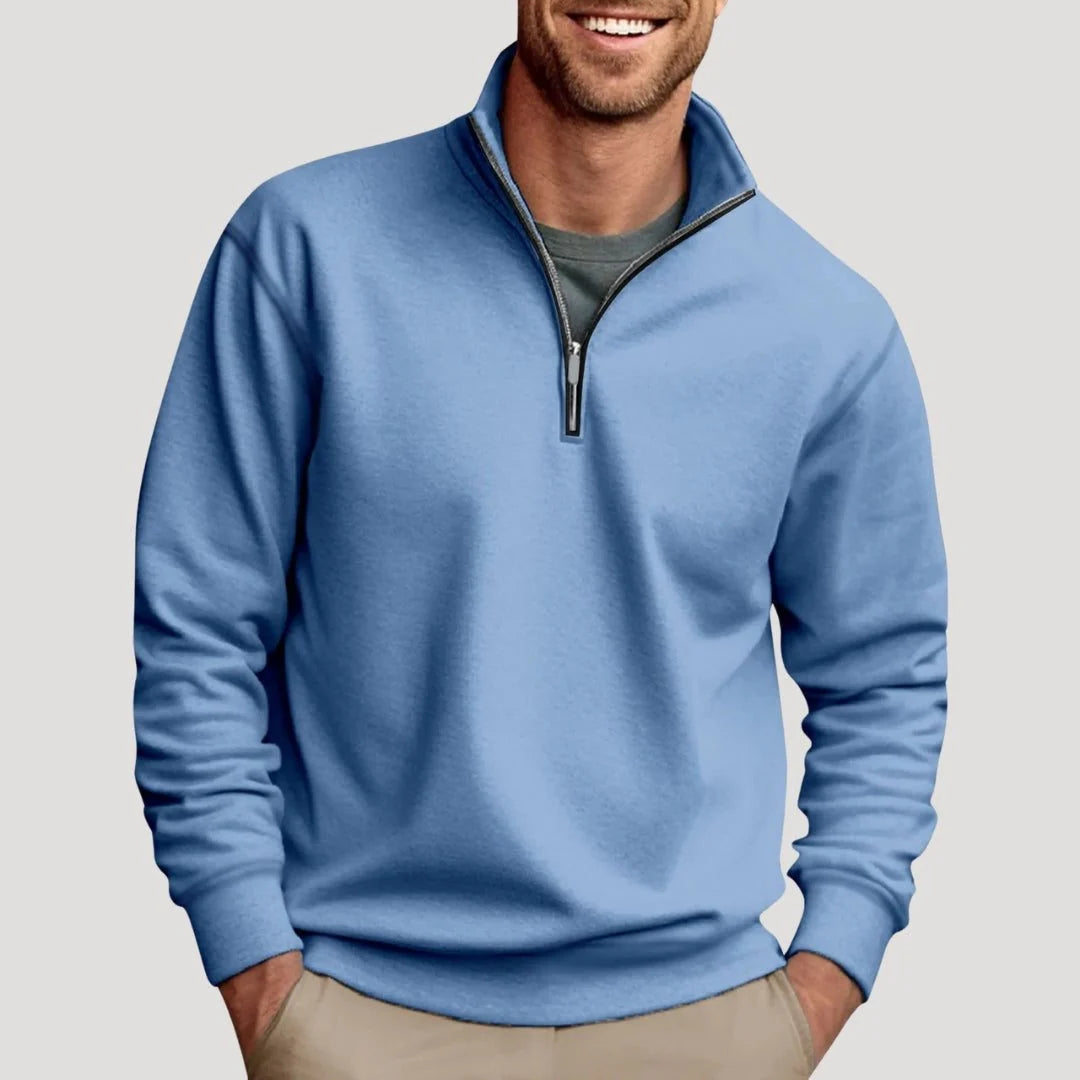 Men's Half-Zip Sweatshirt Stand-Collar Long Sleeve Pullover 7