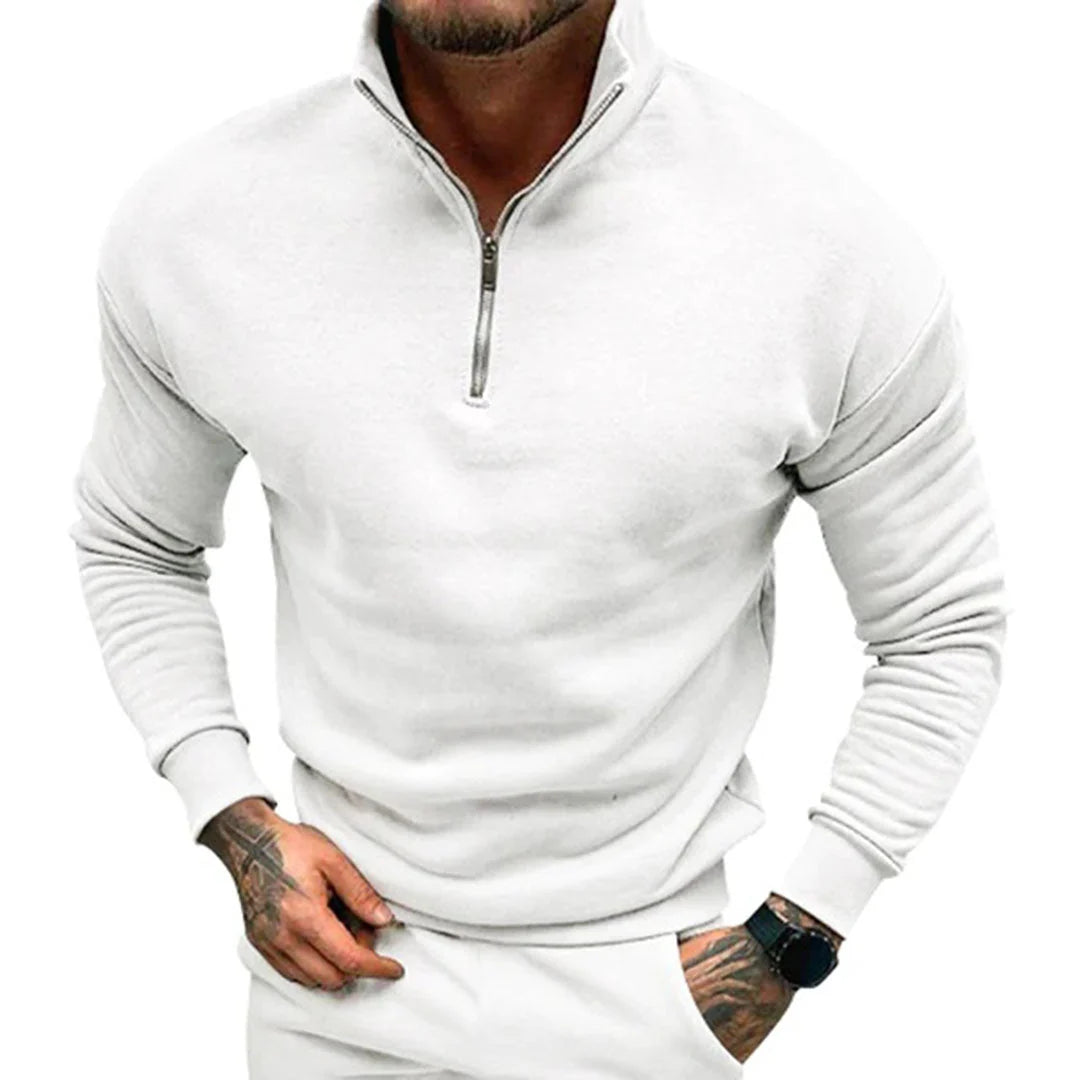 Men's Half Zip Sweater with Stand Collar | Regular Fit Knit 0