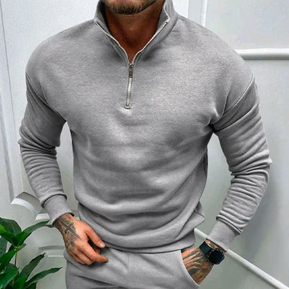 Men's Half Zip Sweater with Stand Collar | Regular Fit Knit 2