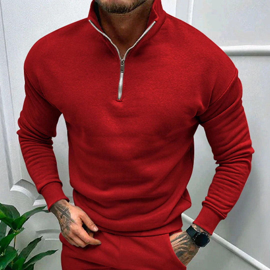 Men's Half Zip Sweater with Stand Collar | Regular Fit Knit 3