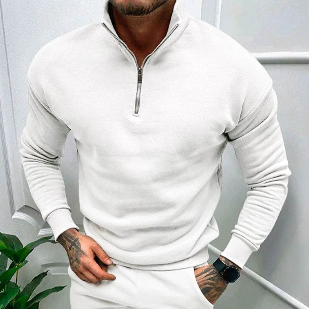 Men's Half Zip Sweater with Stand Collar | Regular Fit Knit 4