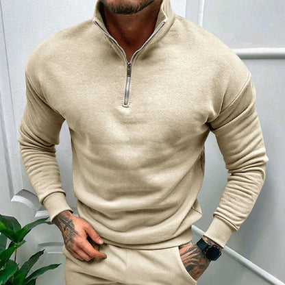 Men's Half Zip Sweater with Stand Collar | Regular Fit Knit 5