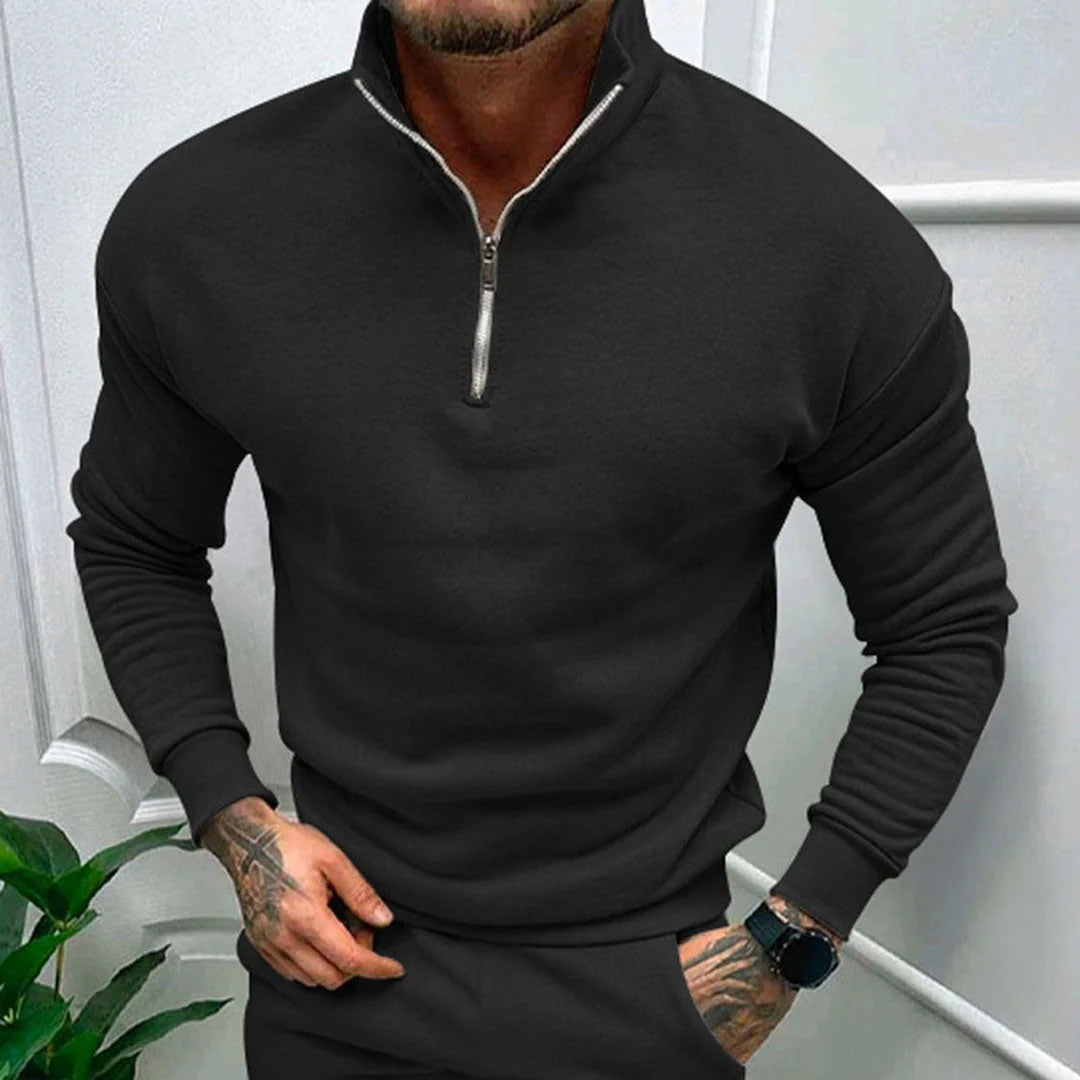 Men's Half Zip Sweater with Stand Collar | Regular Fit Knit 6