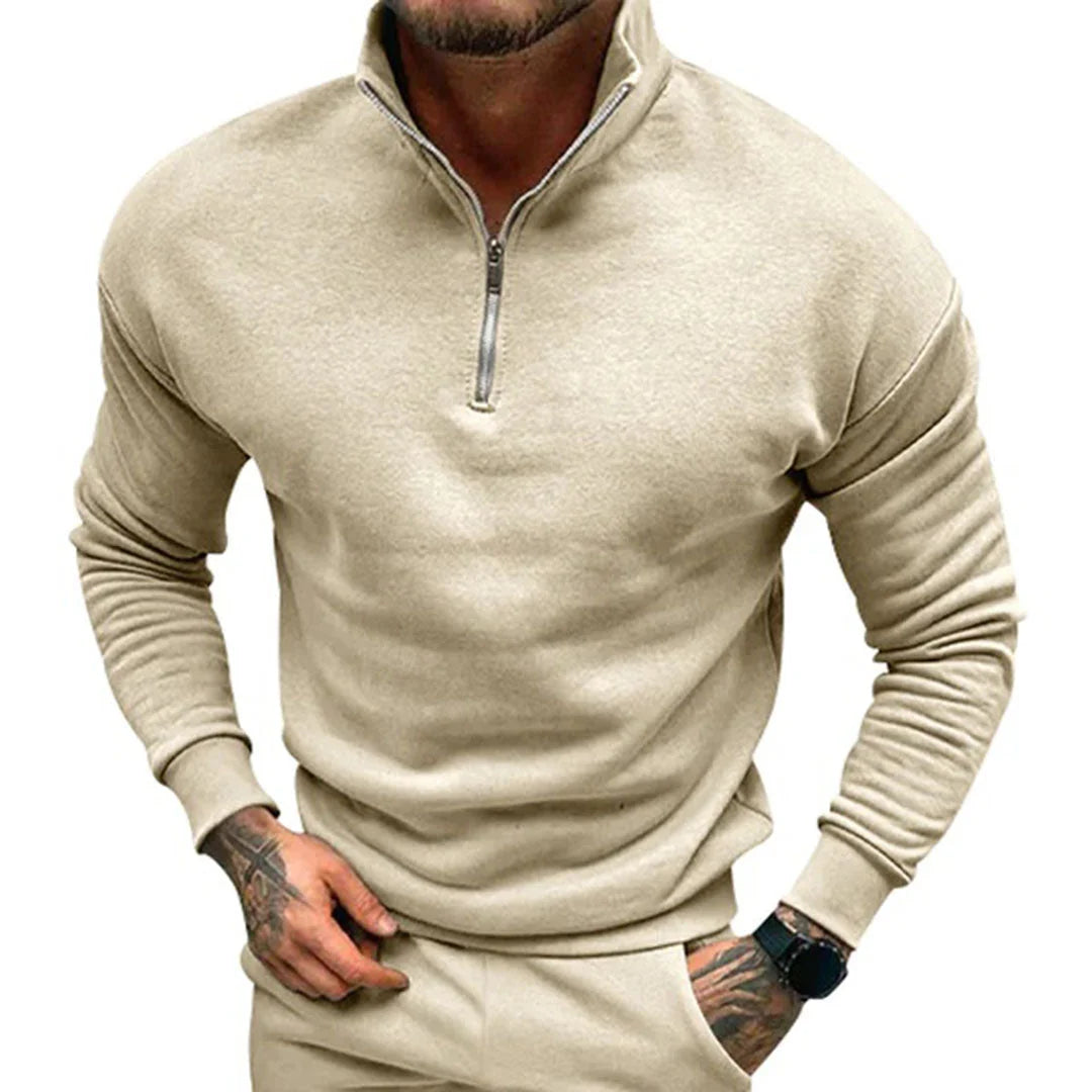 Men's Half Zip Sweater with Stand Collar | Regular Fit Knit 7