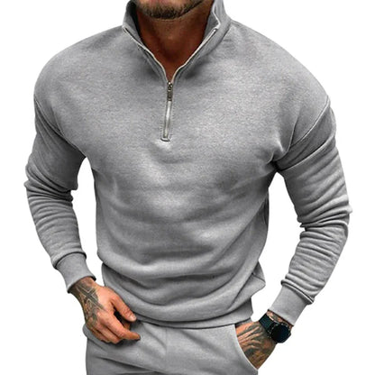 Men's Half Zip Sweater with Stand Collar | Regular Fit Knit 9
