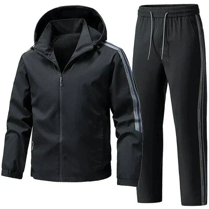 Men's Hooded Tracksuit Set Black | Men's Tracksuit Two-Piece 0