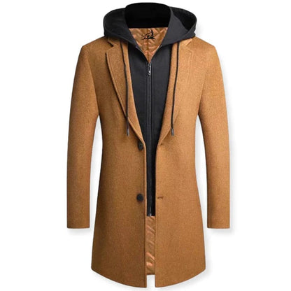 Men's Layered Hooded Overcoat | Tailored Longline Coat 0