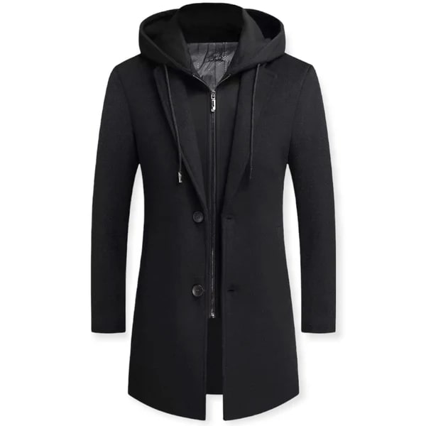 Men's Layered Hooded Overcoat | Tailored Longline Coat 1