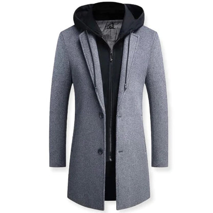 Men's Layered Hooded Overcoat | Tailored Longline Coat 2