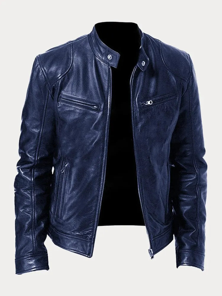Men's Leather-Look Jacket | Stylish Stand-Collar Coat 3