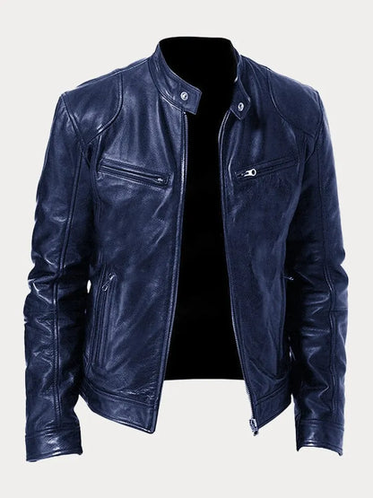 Men's Leather-Look Jacket | Stylish Stand-Collar Coat 3