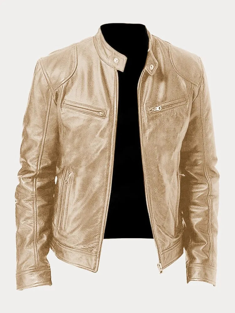 Men's Leather-Look Jacket | Stylish Stand-Collar Coat 6