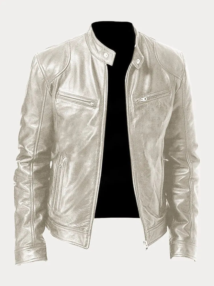 Men's Leather-Look Jacket | Stylish Stand-Collar Coat 8
