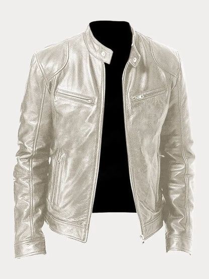Men's Leather-Look Jacket | Stylish Stand-Collar Coat 8