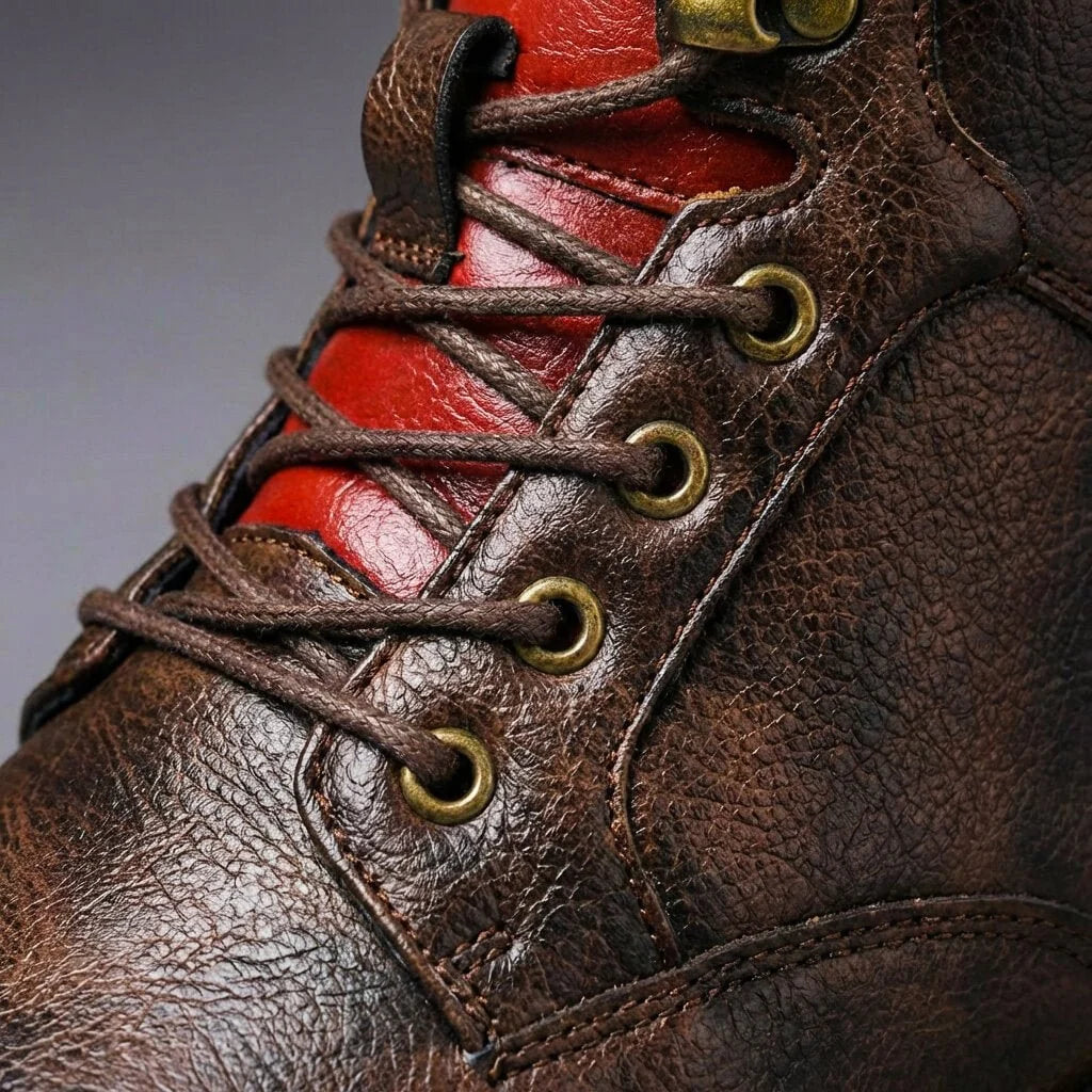 Men's Leather Cap-Toe Ankle Boots Lace-Up 6