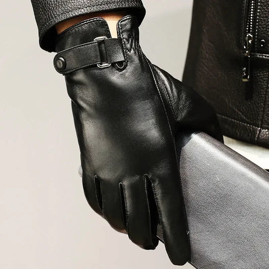 Men's Leather Gloves with Fleece Lining | Touchscreen Compatible 0