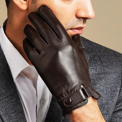 Men's Leather Gloves with Fleece Lining | Touchscreen Compatible 4