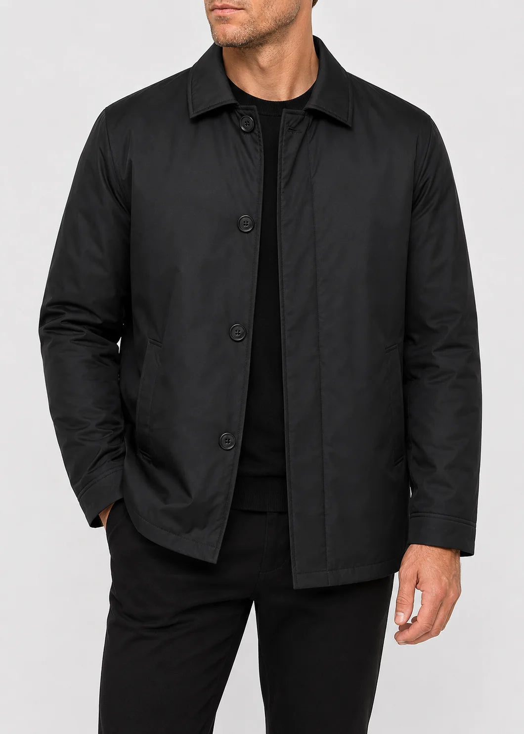 Men's Lightweight Mac Coat | Point Collar Button Up 2