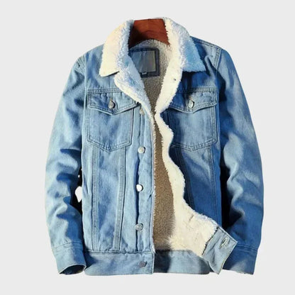 Men's Lined Denim Jacket | Warm Short Trucker Coat 0