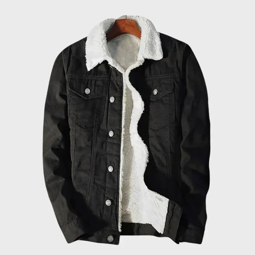 Men's Lined Denim Jacket | Warm Short Trucker Coat 1
